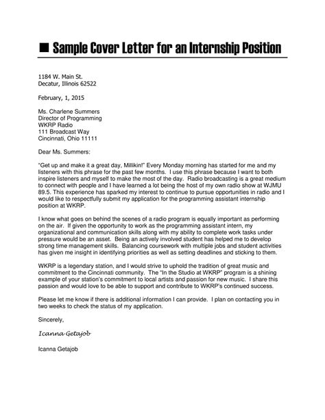 14 Internship Cover Letter Examples 14 Internship Cover Letter Examples