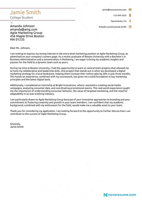 College Student Cover Letter Example W Tips For 2024 College Student Cover Letter Example W Tips For 2024