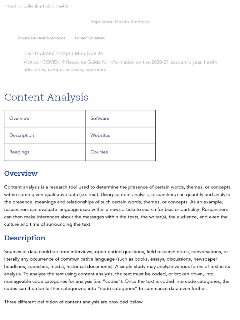 Content Analysis Method