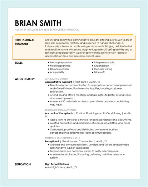 Cv Summary Section