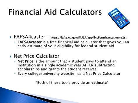 Financial Aid Calculators Financial Aid Calculators