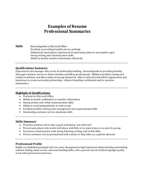 Free 7 Resume Summary Samples In Pdf Ms Word Free 7 Resume Summary Samples In Pdf Ms Word