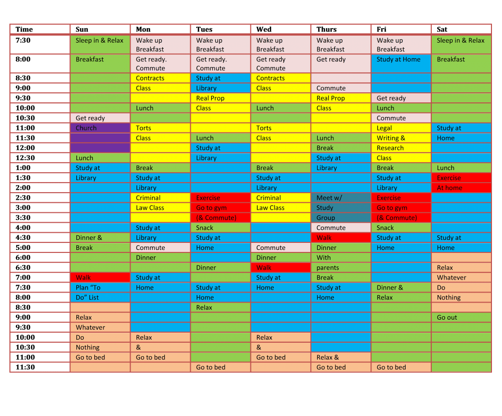 Law School Schedule