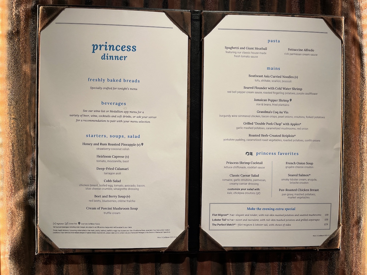 Main Dining Room Menus On Enchanted Princess 10 Day Caribbean The Main Dining Room Menus On Enchanted Princess 10 Day Caribbean The