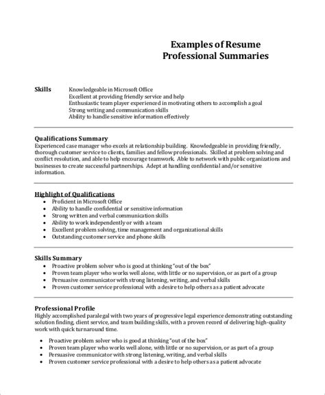 Professional Summary Examples For Resume Professional Summary Examples For Resume