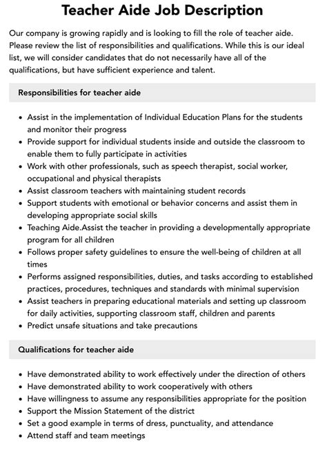 Teacher Aide Careers Teacher Aide Careers