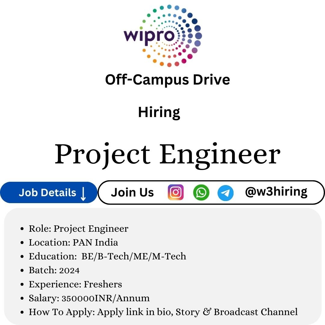 Wipro Technologies Hiring For Project Engineer Salary 3 5Lpa Wipro Technologies Hiring For Project Engineer Salary 3 5Lpa